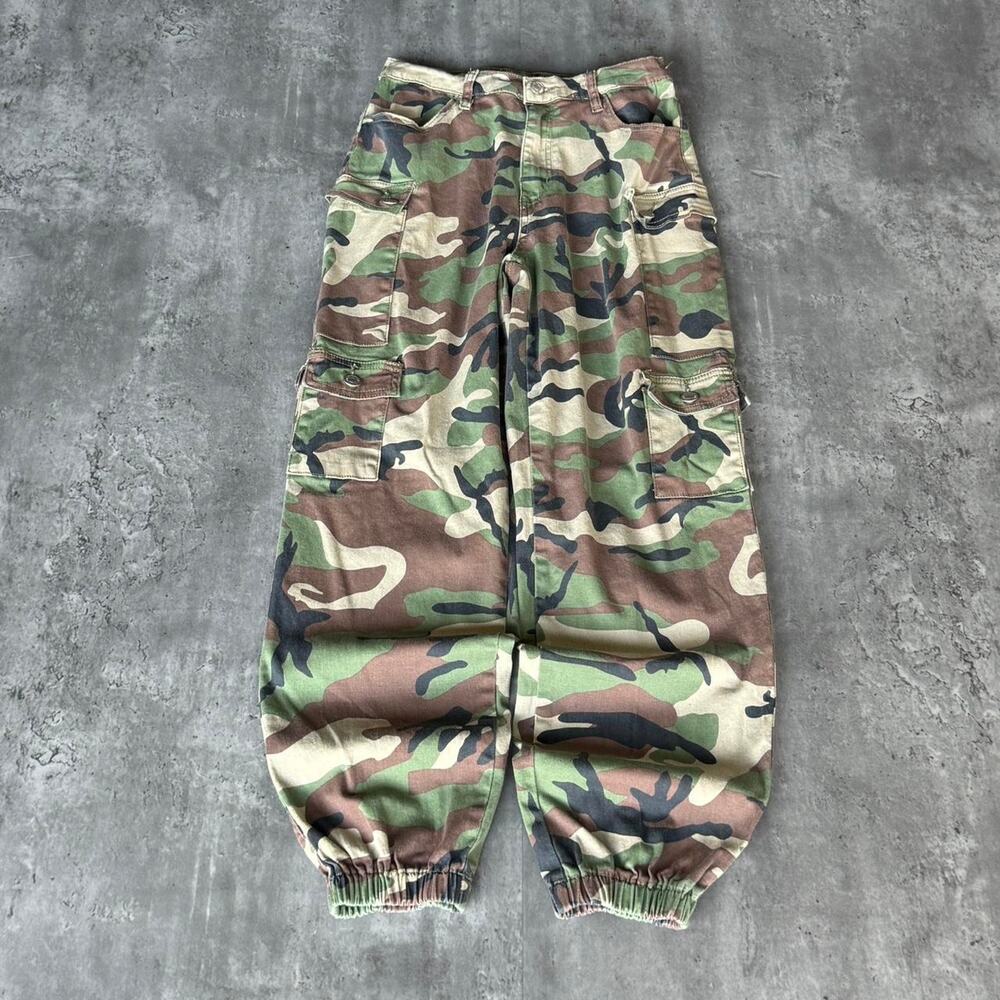 Vintage Y2K Faded Camo Cargo Skater Technical Utility Pants